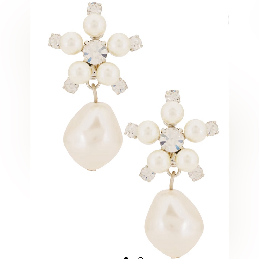 Jennifer Behr Steel Crystal Pearl Drop Earrings *READ*